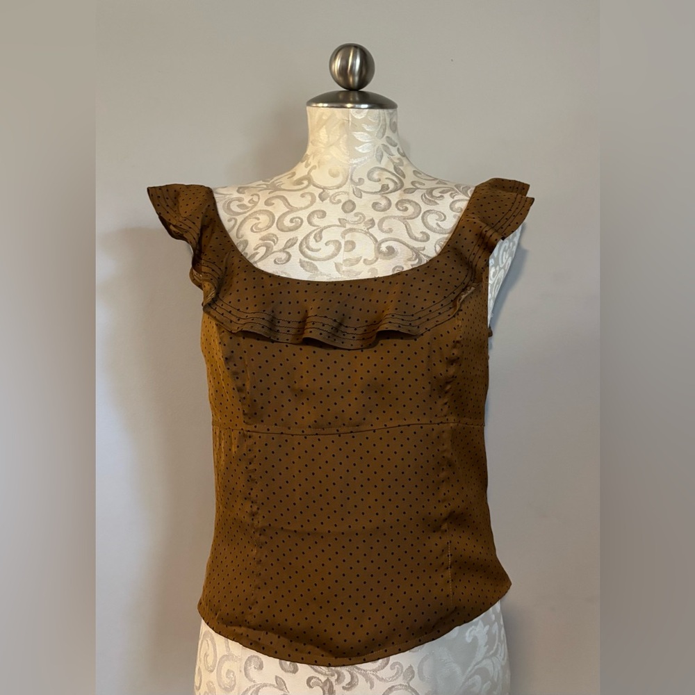 Free People Polka Dot comfortable silky top with a side zipper. Size Large.  #45